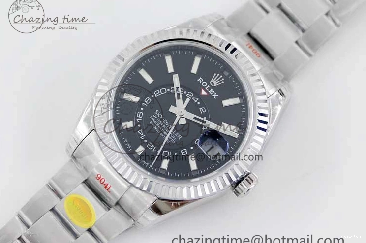 to Best 1:1 Noob 23J Black Dial 326934 on SS Bracelet 904L Sky-Dweller SS Asian 9001 Edition 0705